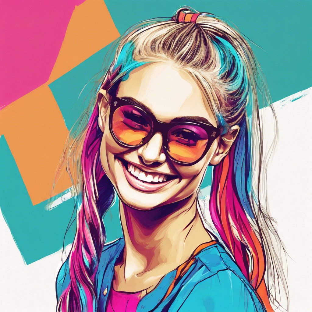 bonde girl happy vibrant colours half pony high